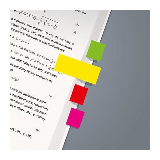 Jelölőcímke, papír, 5x40 lap, 12x50 mm, SIGEL "Neon Mini", vegyes szín