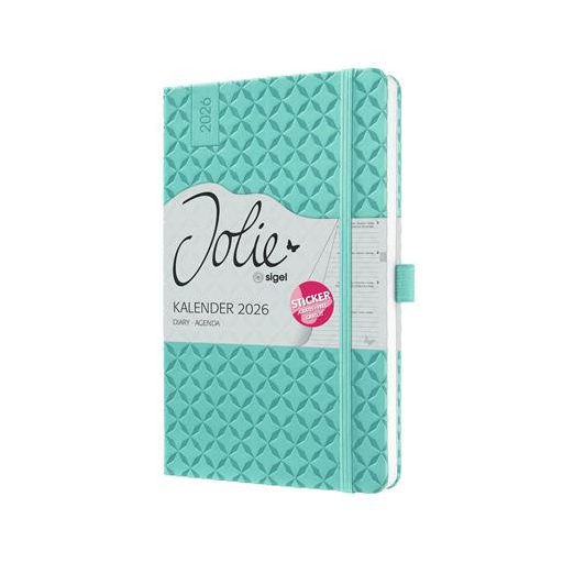 Naptár, A5, heti, 2026, kemény borító, SIGEL "Jolie", aqua zöld
