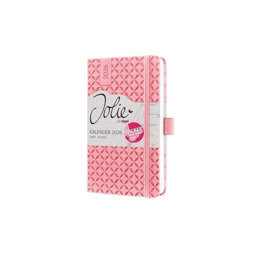 Naptár, A6, heti, 2026, kemény borító, SIGEL "Jolie", rózsaszín