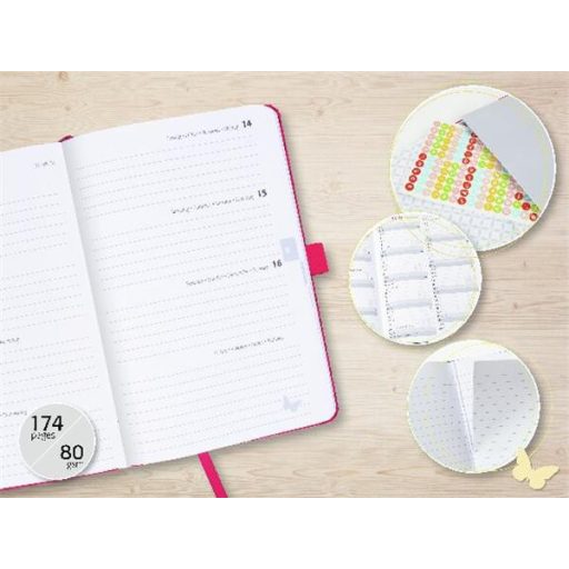 Naptár, A6, heti, 2026, kemény borító, SIGEL "Jolie", rózsaszín