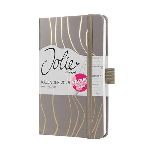 Naptár, A6, heti, 2026, kemény borító, SIGEL "Jolie", Mocca Meringue