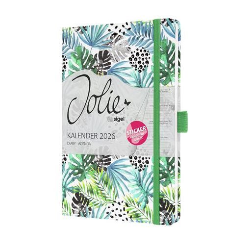 Naptár, A5, heti, 2026, kemény borító, SIGEL "Jolie", Green Jungle Fever
