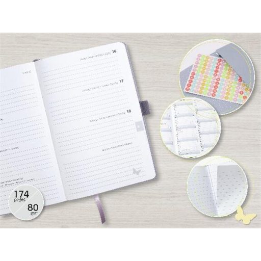 Naptár, A5, heti, 2026, dombornyomott borító, SIGEL "Jolie", kobalt kék