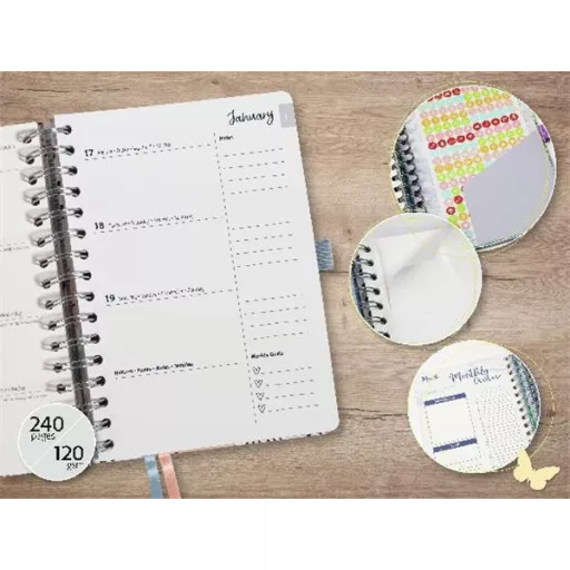 Naptár, spirál, A5, heti, 2026, kemény borító, SIGEL "Jolie", Stay focused