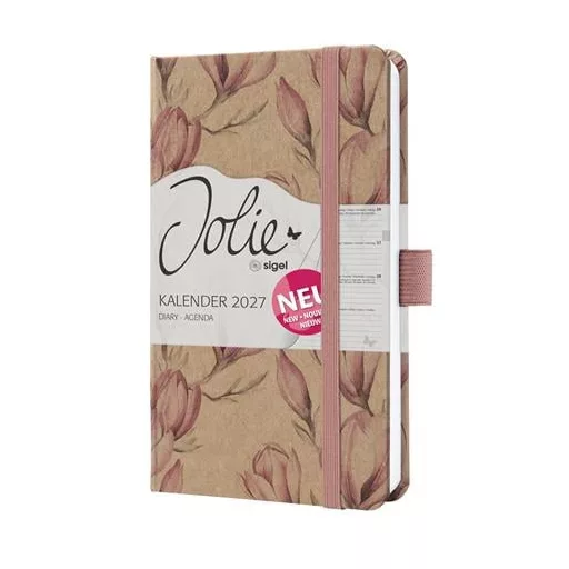 Naptár, A6, heti, 2027, kemény borító, SIGEL "Jolie",  Magnolia Dreams