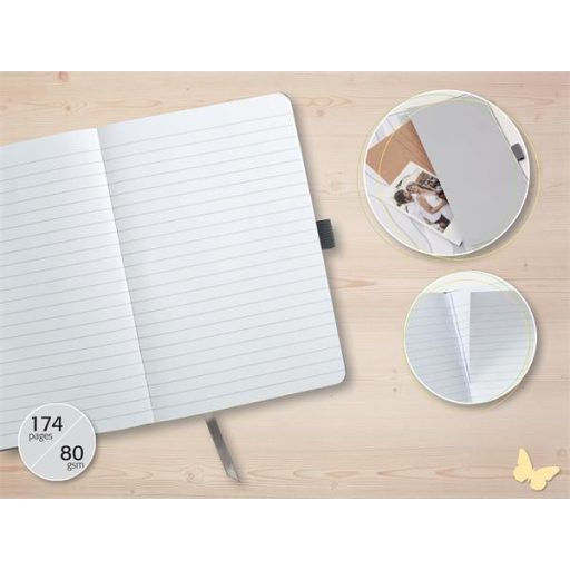 Jegyzetfüzet, exkluzív, A5, vonalas, 87 lap, keményfedeles, SIGEL "Jolie", bézs