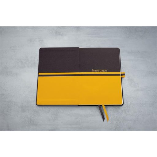 Jegyzetfüzet, exkluzív, A5, vonalas, 88 lap, keményfedeles, SIGEL "Linescape", fekete-sárga