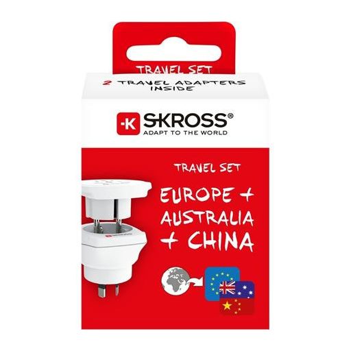 Adapter, Ausztráliába, Kínába, Európába utazóknak, földelt, SKROSS
