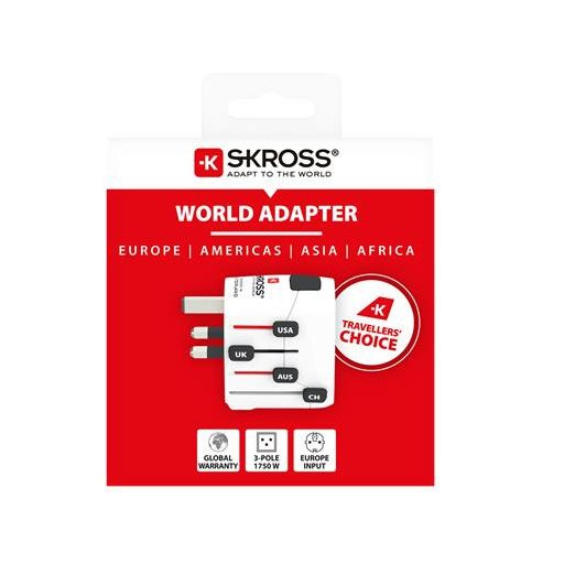 Adapter, világutazóknak, földelt, SKROSS
