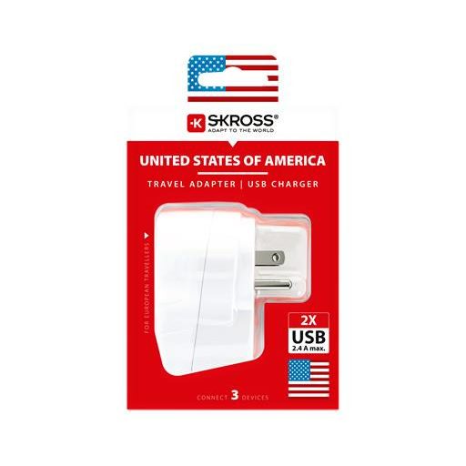 Adapter, Egyesült Államokba utazóknak, USB, földelt, SKROSS
