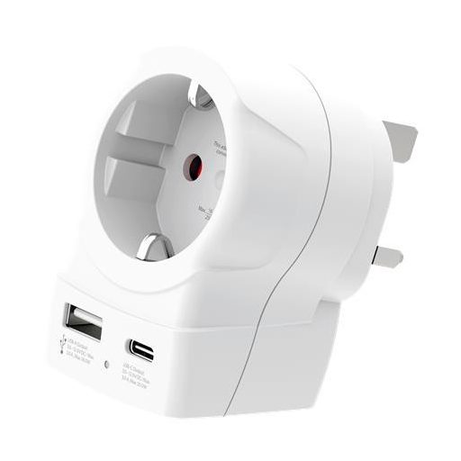 Adapter, Egyesült Királyságba utazóknak, USB-C + USB-A, SKROSS