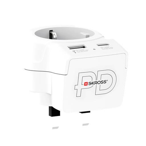 Adapter, Egyesült Királyságba utazóknak, USB-C + USB-A, SKROSS