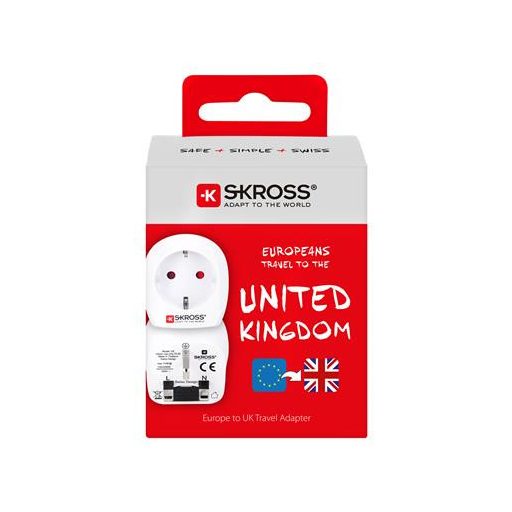 Adapter, Egyesült Királyságba utazóknak, földelt, SKROSS