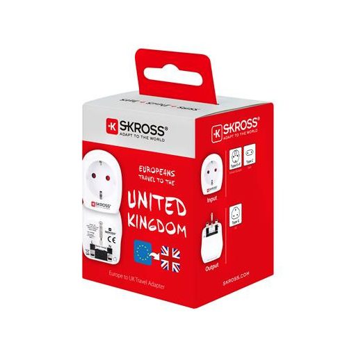 Adapter, Egyesült Királyságba utazóknak, földelt, SKROSS