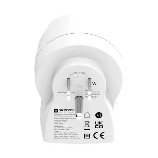 Adapter, Egyesült Államokba utazóknak, USB-C + USB-A, SKROSS