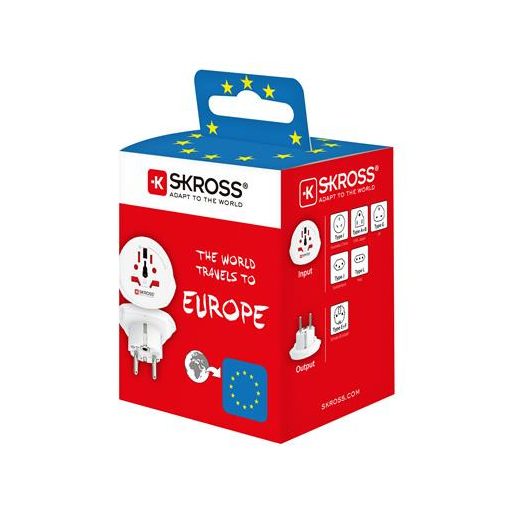Adapter, Európába utazóknak, földelt, SKROSS