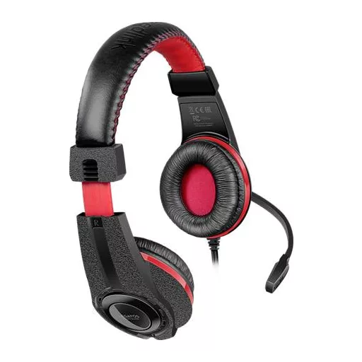 Fejhallgató, mikrofonnal, vezetékes, gaming, 3,5 mm jack, SPEEDLINK "Legatos", fekete-piros