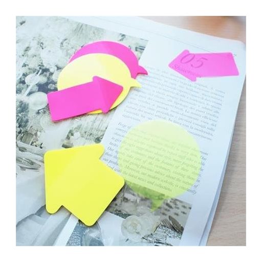 Jelölőcímke, nyíl, műanyag, 2x30lap, 76x50mm, STICK N, neon színek