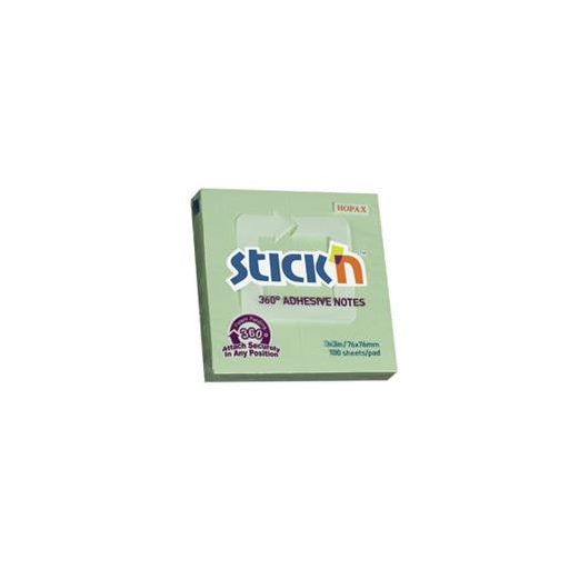 Öntapadó jegyzettömb, 76x76 mm, 100 lap, STICK N „360°, zöld