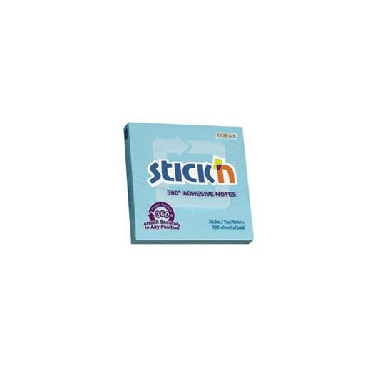 Öntapadó jegyzettömb, 76x76 mm, 100 lap, STICK N „360°, kék