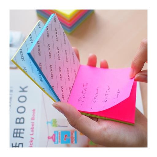 Öntapadó jegyzettömb, 76x76 mm, 100 lap, STICK N "Magic Pad" neon színek