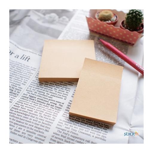 Öntapadó jegyzettömb, 76x76 mm, 100 lap, STICK N "Kraft Notes", barna