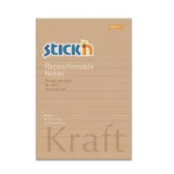   Öntapadó jegyzettömb, vonalas, 150x101 mm, 100 lap, STICK N "Kraft Notes"