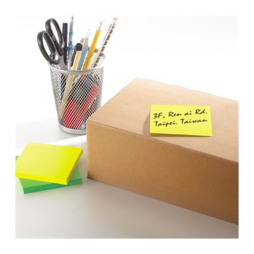 Öntapadó jegyzettömb, 76x76 mm, 90 lap, STICK N "Extra Sticky", neon sárga