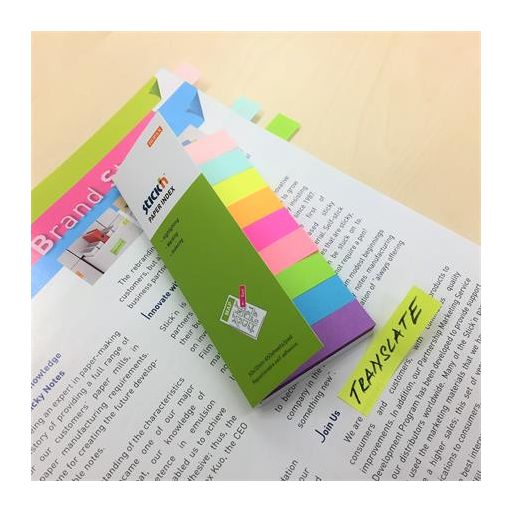 Jelölőcímke, papír,  9x50 lap, 50x12 mm, STICK N, neon és pasztell mix