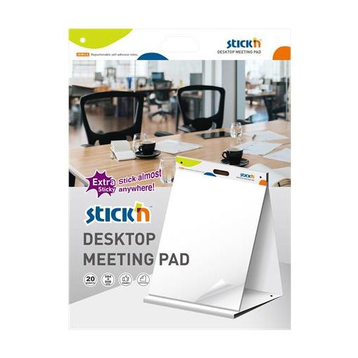 Asztali flipchart tömb, öntapadó, 584x508 mm, 20 lap, STICK N, fehér