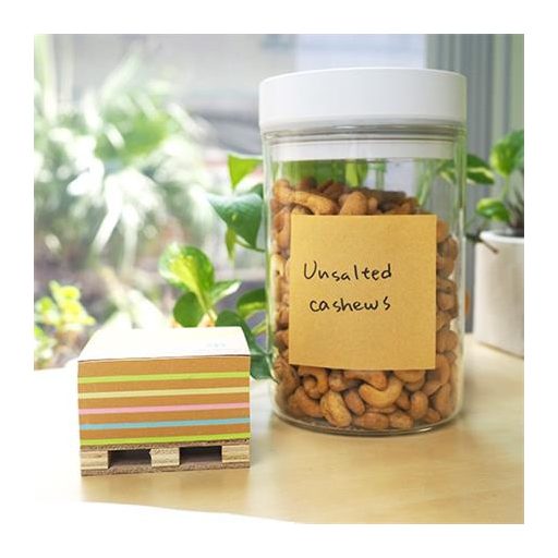 Öntapadó jegyzettömb, 76x76 mm, 400 lap, mini raklap, STICK N "Kraft Cube", vegyes színek