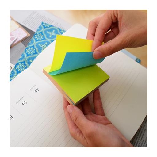 Öntapadó jegyzettömb, 76x76 mm, 100 lap, STICK N, neon színek