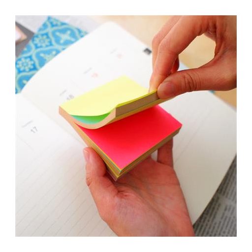 Öntapadó jegyzettömb, 76x76 mm, 100 lap, STICK N, neon színek