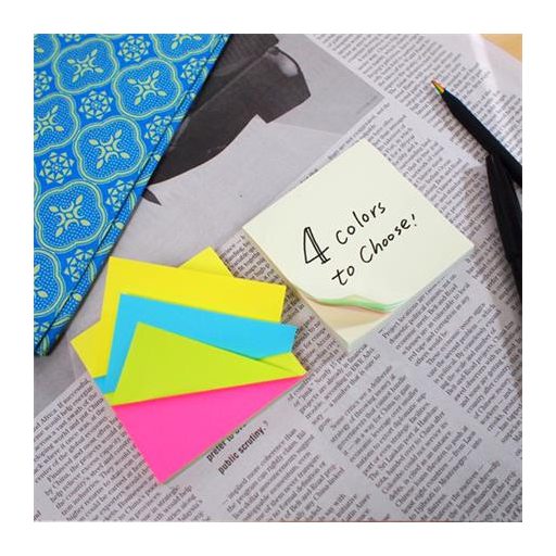 Öntapadó jegyzettömb, 76x76 mm, 100 lap, STICK N, neon színek