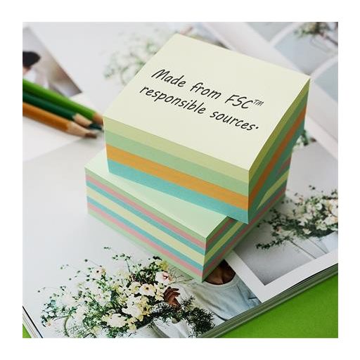 Öntapadó kockatömb, 76x76mm, 400 lap, STICK N, erdő színei pasztell mix