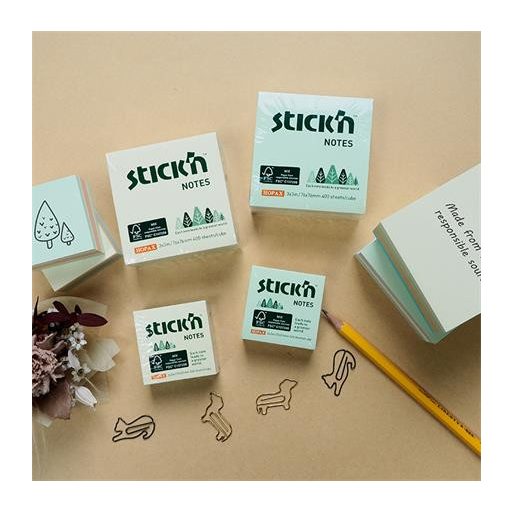 Öntapadó kockatömb, 76x76mm, 400 lap, STICK N, erdő színei pasztell mix