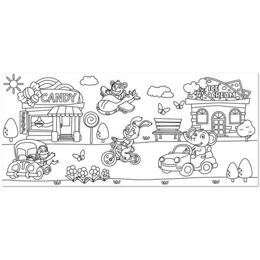 Színező tekercs, öntapadó, 31x355 cm, STICK N, vidám délután