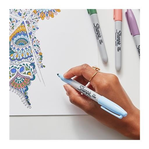 Alkoholos marker, 1 mm, kúpos, SHARPIE "Fine Point", pasztellkék