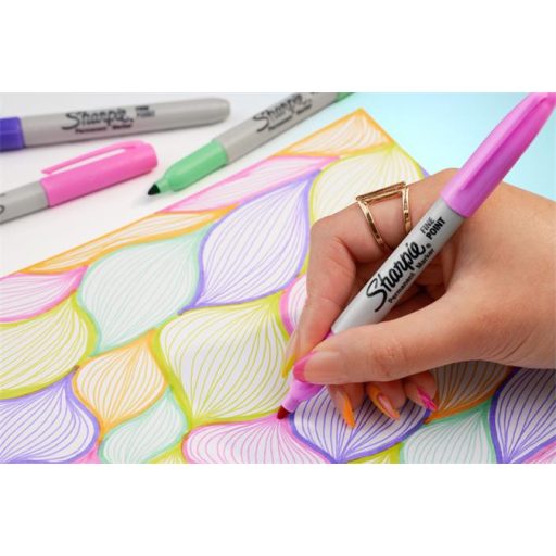 Alkoholos marker készlet, 1 mm, kúpos, SHARPIE "Fine Point", 4 különböző pasztell szín