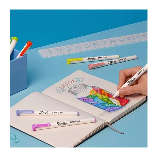 Filctoll készlet, vágott,  SHARPIE "S-Note", 4 különböző szín