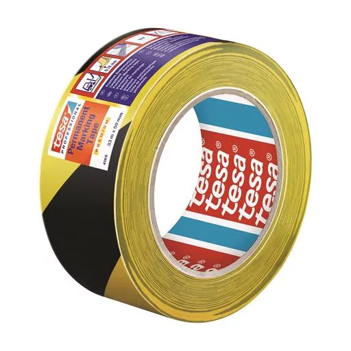 Jelölőszalag, 50 mm x 33 m, TESA "Professional Premium", fekete-sárga