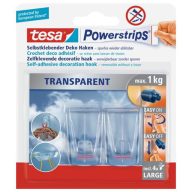   Műanyag akasztó ragasztócsíkkal, TESA "Powerstrips®", átlátszó