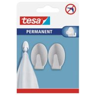   Fém akasztó, öntapadó, ovális, L méret, TESA, matt króm