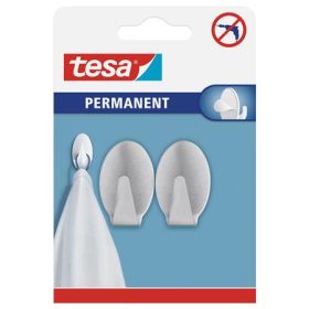   Fém akasztó, öntapadó, ovális, L méret, TESA, matt króm