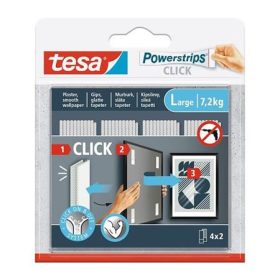   Akasztó, öntapadó, M méret, TESA "Powerstrips CLICK"