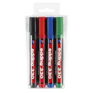   Alkoholos marker készlet, 1-5 mm, vágott, EDDING "330", 4 különböző szín