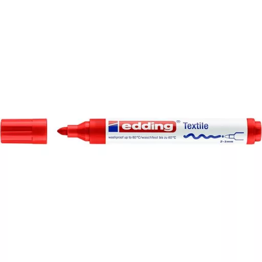 Textilmarker, 2-3 mm, kúpos, EDDING "4500", piros