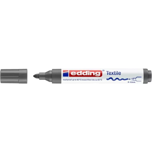 Textilmarker, 2-3 mm, kúpos, EDDING "4500", szürke