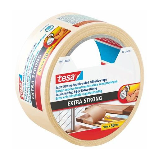 Ragasztószalag, kétoldalas, extra erős, 50 mm x 10 m, TESA "Extra Strong"