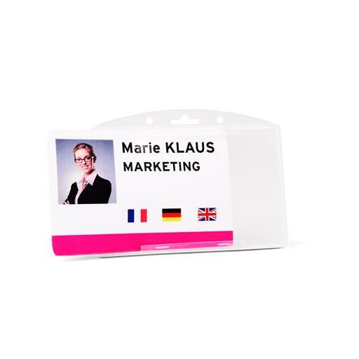 Azonosítókártya-tartó, műanyag, nyitott, fekvő, 54x85 mm, DJOIS